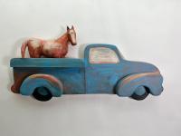 Blue Truck With Horse by Stan Peterson