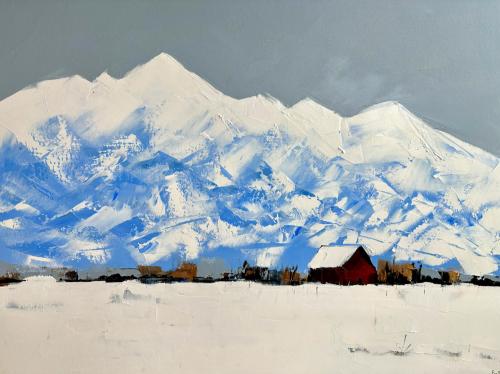 Red Barn In Winter by Sandra Pratt