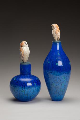 Barn Owl Spirit Jar Pair by Peter Wright