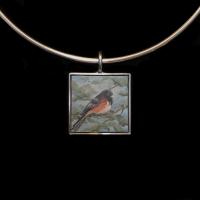 Medium Square "Spotted Towhee" by Nell Mercer