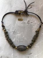 Serpentine Stone, Fulani Brass Beads by Debe Dohrer