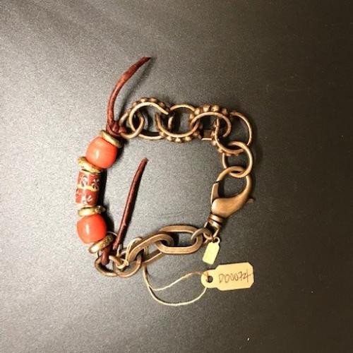 Millefiori & Orange Glass Beaded Bracelet by Debe%20Dohrer