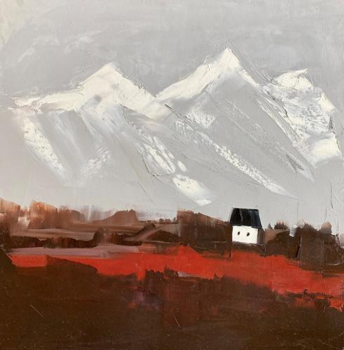 White Barn with Red by Sandra Pratt