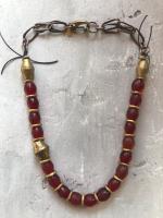 Ghana Glass Beads, African Brass Bicone Beads by Debe Dohrer